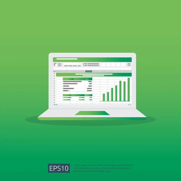 SEO veri analitik, elektronik tablo üstünde perde. iş finans analizi grafikleri grafikler ile denetleyin. Yatırım ROI kavramı üzerinde geri. kar germe kadar yükselen artırın. Office şeyler illüstrasyon vektör