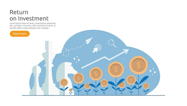 Retour Sur Investissement Roi Croissance Concept Financement Des Entreprises Augmenter — Image vectorielle