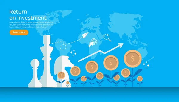 Retour Sur Investissement Roi Croissance Concept Financement Des Entreprises Augmenter — Image vectorielle