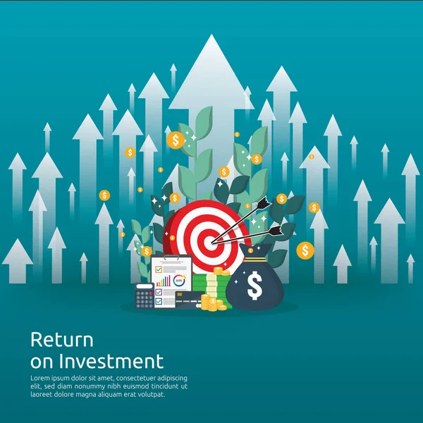 Rendimento Dell Investimento Concetto Roi Crescita Delle Imprese Frecce Successo — Vettoriale Stock