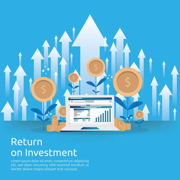 Return Investment Roi Concept Business Growth Arrows Success Increase Profit — Stock Vector