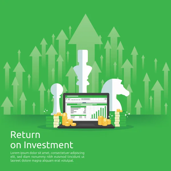 Rendement Investering Roi Concept Zakelijke Groei Pijlen Tot Succes Dollar — Stockvector
