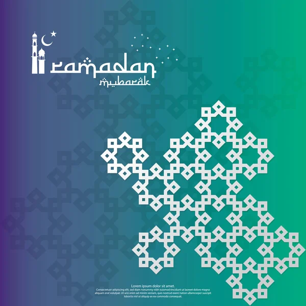 Conceito de design islâmico. Ramadan Kareem ou Eid Mubarak saudação com elemento mandala abstrato com fundo ornamento padrão para banner convite ou cartão. Ilustração vetorial . — Vetor de Stock