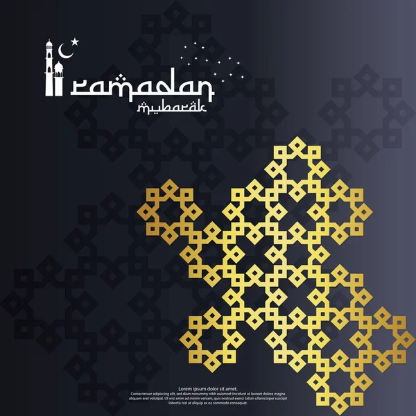 Islamitische ontwerpconcept. Ramadan Kareem of Eid Mubarak groet met abstracte mandala element met patroon sieraad achtergrond voor uitnodiging Banner of Card. Vector Illustratie. — Stockvector