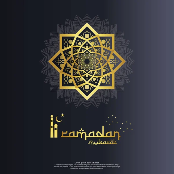 Islam tasarım konsepti. soyut mandala desen süsleme ve fener öğesi ile. Ramazan Kareem veya Eid Mubarak tebrik. davet Banner veya kart arka plan vektör çizim — Stok Vektör
