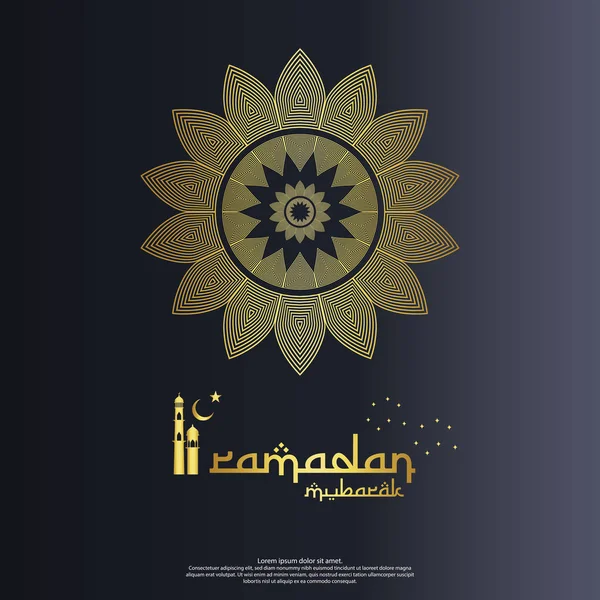 Islámská koncepce. abstraktní mandala elementem vzor ornament a lucernu. Kareem ramadánu nebo Eid Mubarak pozdrav. Pozvánka nápisu nebo kartu pozadí vektorové ilustrace — Stockový vektor
