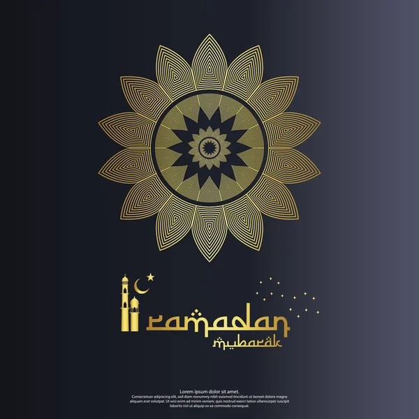 Concepto de diseño islámico. mandala abstracto con adorno de patrón y elemento de linterna. Saludo de Ramadán Kareem o Eid Mubarak. invitación Banner o tarjeta fondo Vector ilustración — Archivo Imágenes Vectoriales