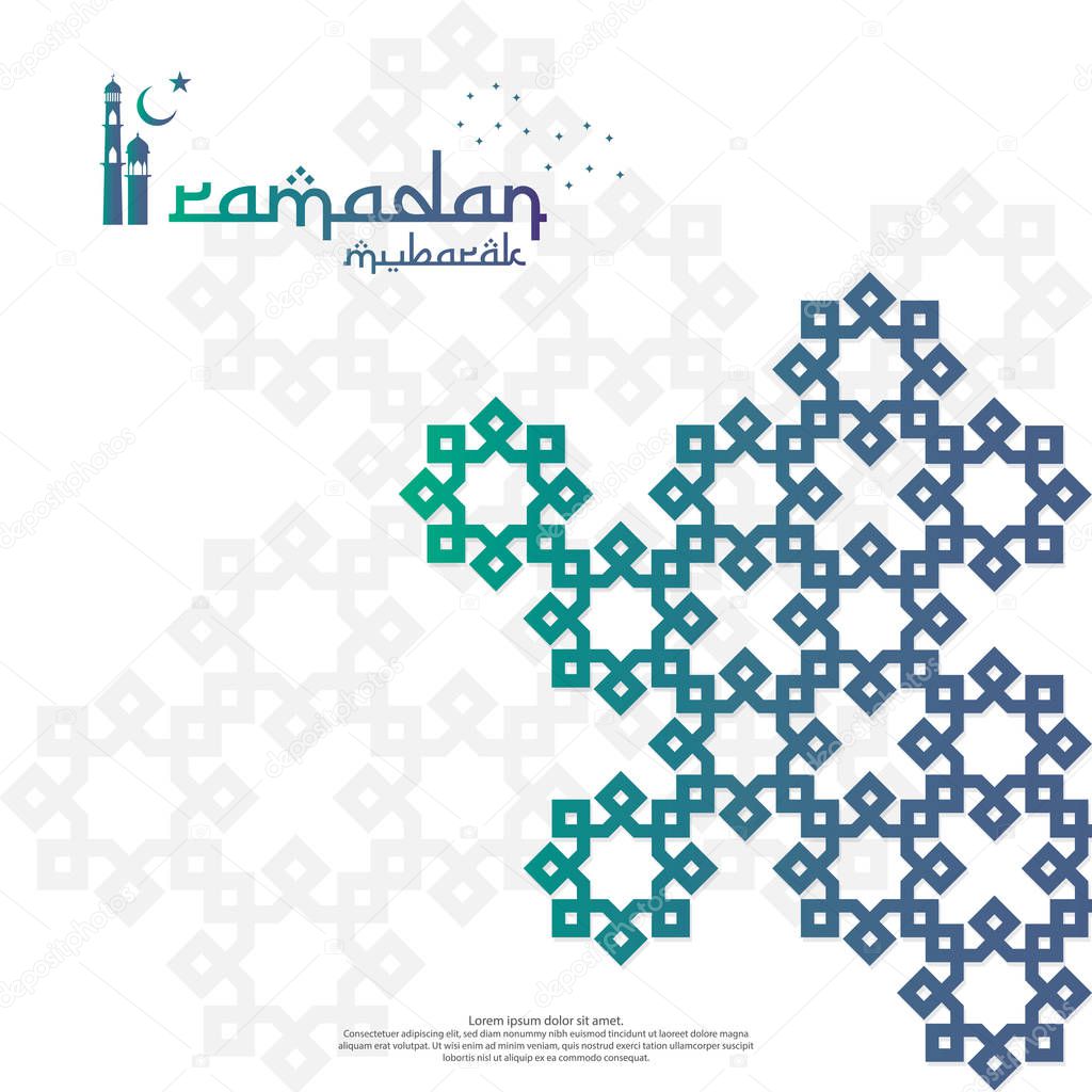 islamic design concept. Ramadan Kareem or Eid Mubarak greeting with abstract mandala element with pattern ornament background for invitation Banner or Card. Vector illustration.