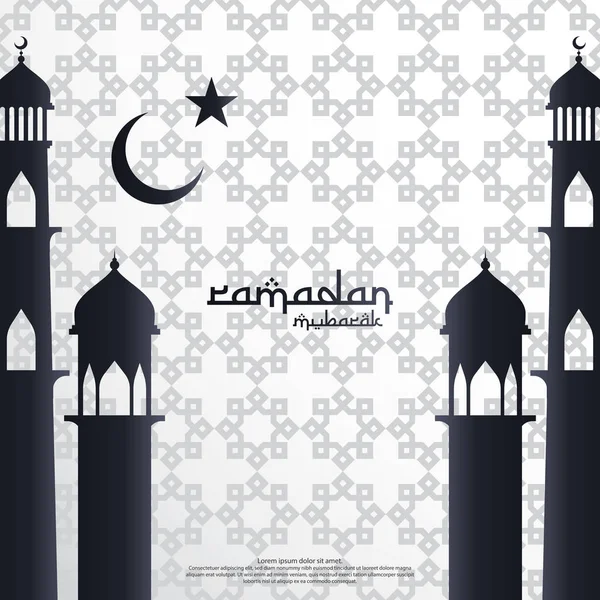 Islam tasarım konsepti. Ramazan Kareem veya Eid Mubarak davet Banner veya kartı arka plan tebrik. Arapça desenli soyut mandala Camii süsleme ve fener öğesi. Vektör çizim — Stok Vektör