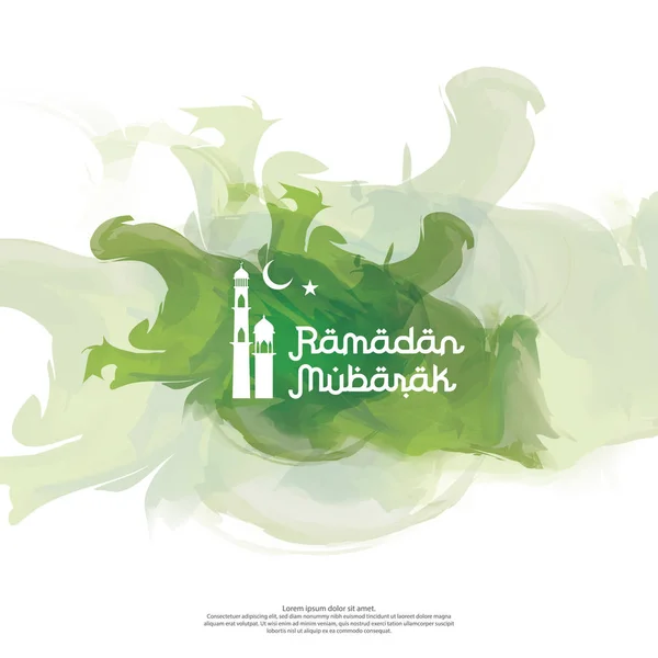 イスラムのデザインお祝いのラマダンムバラク ベクトル タイポグラフィ。ラマダン カリームまたは eid 挨拶コンセプト バナーまたはカード背景ベクトル イラストの招待状 — ストックベクタ