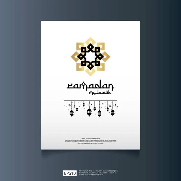 Tipografía vectorial Ramadan Mubarak con mandala islámico para banner de invitación, flayer, fondo de tarjeta Ilustración vectorial. celebración del Ramadán Kareem o concepto de diseño de saludos eid — Archivo Imágenes Vectoriales