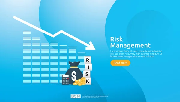 Riskhantering och finansiell identifiering. utvärdera och utmana i Business förhindra Protect. företagets prestationsanalys koncept. Idé om affärer och marknad för banner eller målsida Design. — Stock vektor