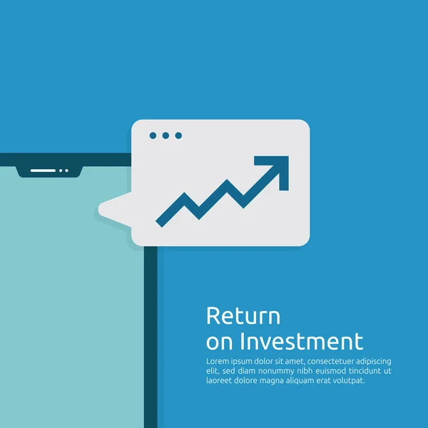 Geschäftswachstumsdiagramm und Pfeile Diagramm Anstieg zum Erfolg. Return on Investment roi oder Steigerung des Gewinnkonzepts. Finanzausgleich steigt an. Finanzanalyse für Marketing-Strategie Banner. — Stockvektor