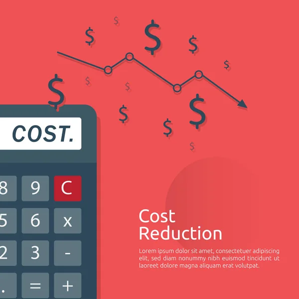 Concetto di crisi finanziaria delle imprese. gestione della riduzione dei costi. linea di freccia diminuire il grafico dei soldi cadere simbolo. economia tendente calo crescente. perso fallimento in declino. perdita di reddito — Vettoriale Stock