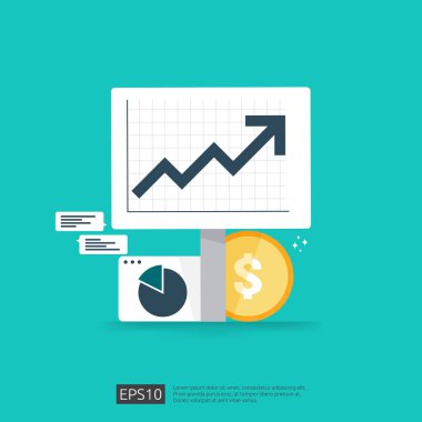 gelir maaş dolar oranı artış istatistik. iş kar büyüme marjı gelir. Ok ile yatırım Roi kavramı nın getiri finans performansı. maliyet satış simgesi düz stil vektör illüstrasyon
