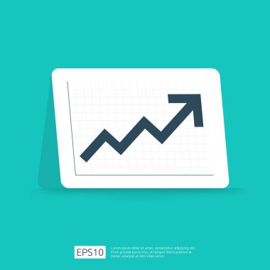 iş kar veya maaş gelir artışı için ok istatistik grafik artış. Yatırım Roi kavramı nın getiri finans performans grafiği. düz stil vektör illüstrasyon.