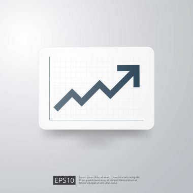 iş kar veya maaş gelir artışı için ok istatistik grafik artış. Yatırım Roi kavramı nın getiri finans performans grafiği. düz stil vektör illüstrasyon.