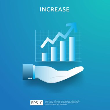 eldeki iş grafiği. gelir maaş oranı artışı. grafik büyüme marjı gelir. Ok elemanı ile yatırım Roi kavramı nın getiri finans performansı. düz stil tasarım vektör illüstrasyon.