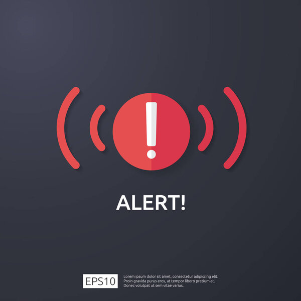 attention warning attacker alert sign with exclamation mark. beware alertness of internet danger symbol. shield line icon for VPN. Technology cyber security protection concept. vector illustration.