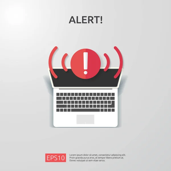 dikkat uyarı saldırgan uyarı işareti ünlem işareti ile. internet tehlike sembolü uyanıklık dikkat edin. Vpn. Teknoloji siber güvenlik koruma konsepti için kalkan hattı simgesi. vektör illüstrasyon.