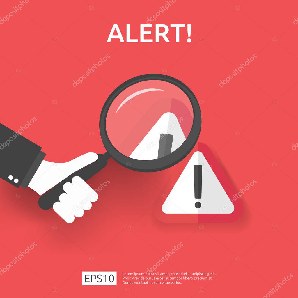 Attention warning attacker alert sign with exclamation mark. beware alertness of internet danger symbol. shield line icon for VPN. Technology cyber security protection concept. vector illustration.