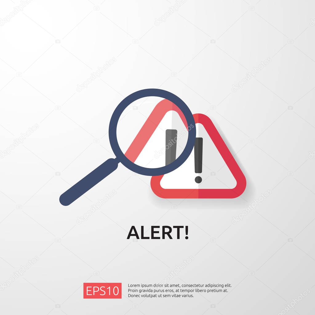 Attention warning attacker alert sign with exclamation mark. beware alertness of internet danger symbol. shield line icon for VPN. Technology cyber security protection concept. vector illustration.