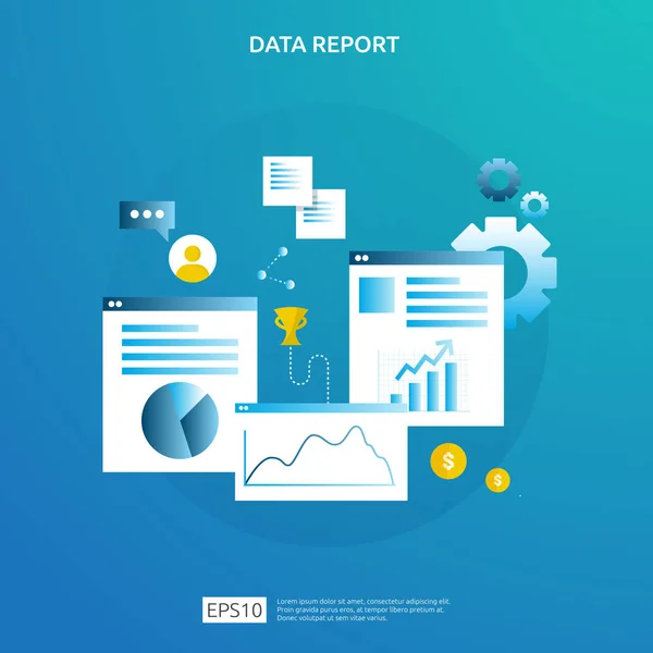 Dados gráficos digitais para análise de SEO e estratégico. informação estatística, relatório de auditoria financeira documento, marketing research for business management concept. ilustração vetorial para infográfico — Vetor de Stock