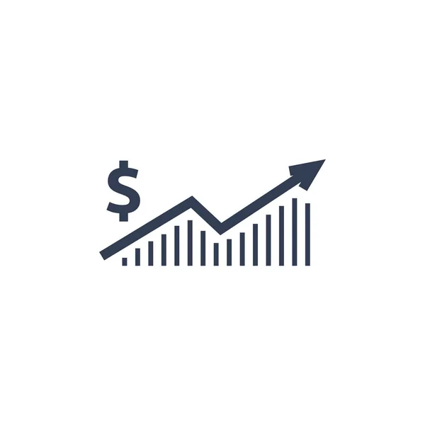 Taux Augmentation Dollar Icône Symbole Argent Avec Flèche Vers Haut — Image vectorielle