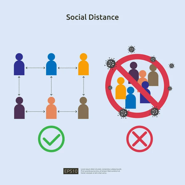 Konsep Pencegah Isyarat Jarak Sosial Melindungi Dari Wabah Penobatan Covid - Stok Vektor