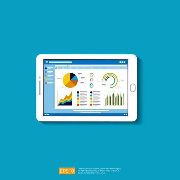 Web Statistics Analytic Charts Mobile Device Screen Flat Vector Infographic — Stockvektor