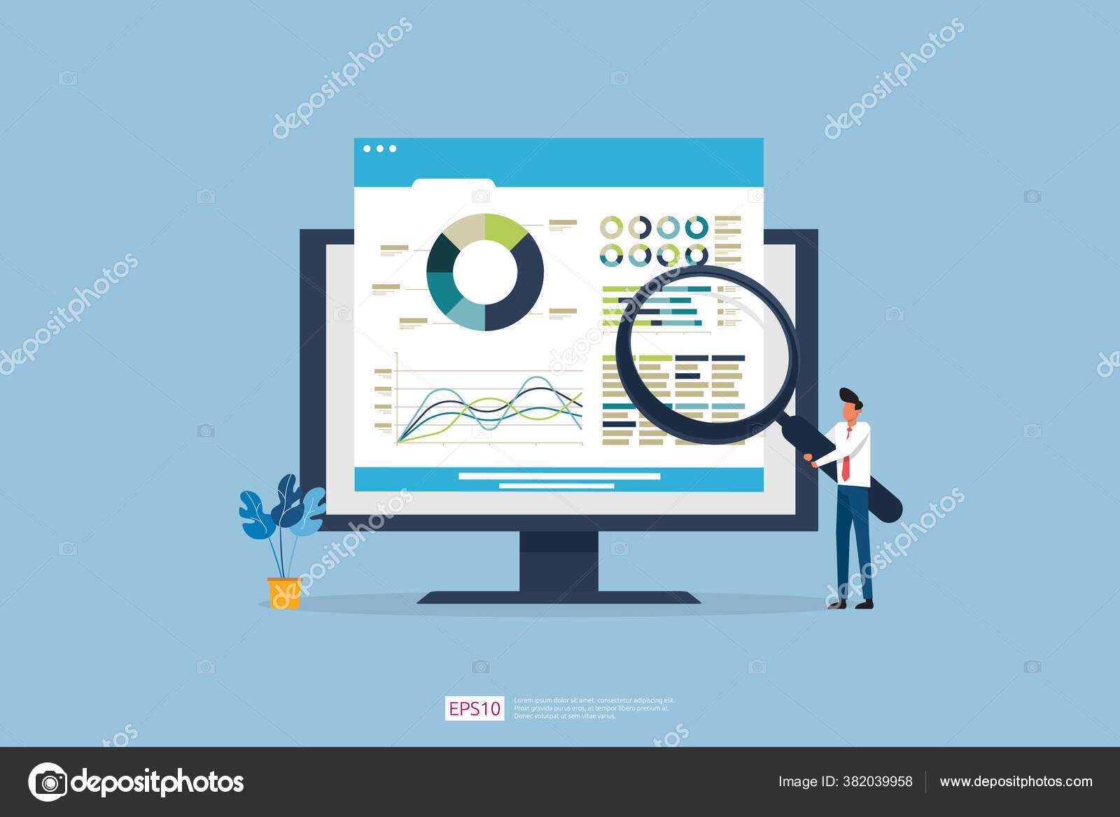 People analysing data and information on screen Vector Image