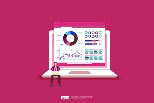 Monitoring Analysis Report Statistics Investment Website Seo Screen Monitor Tiny — Stock Vector