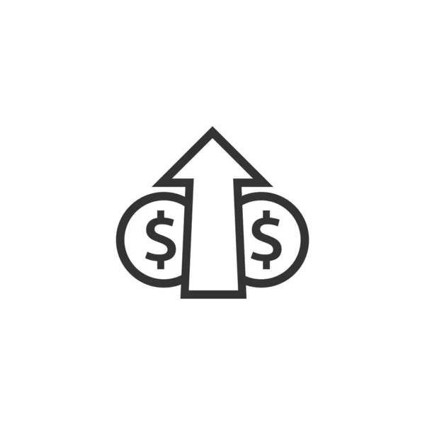 Ikon Kenaikan Harga Dolar Simbol Uang Dengan Panah Yang Meregang - Stok Vektor
