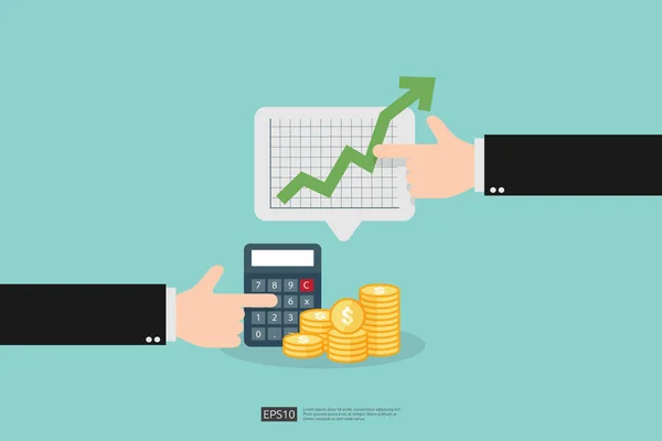 Aumente Diagrama Vendas Lucro Mão Com Crescimento Gráfico Negócios Design — Vetor de Stock