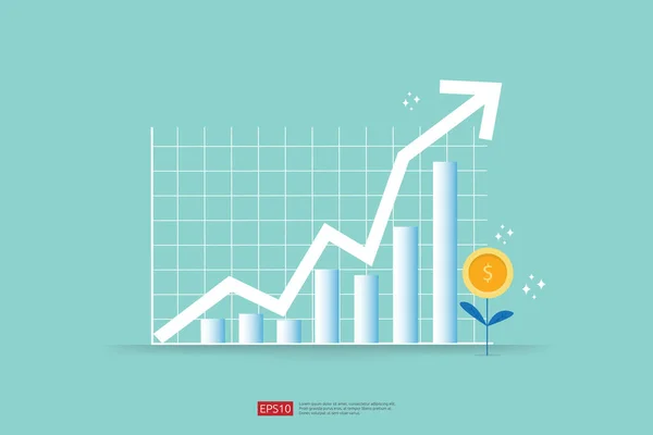 Növelje Profit Értékesítési Diagramot Üzleti Chart Növekedése Lapos Stílusú Design — Stock Vector