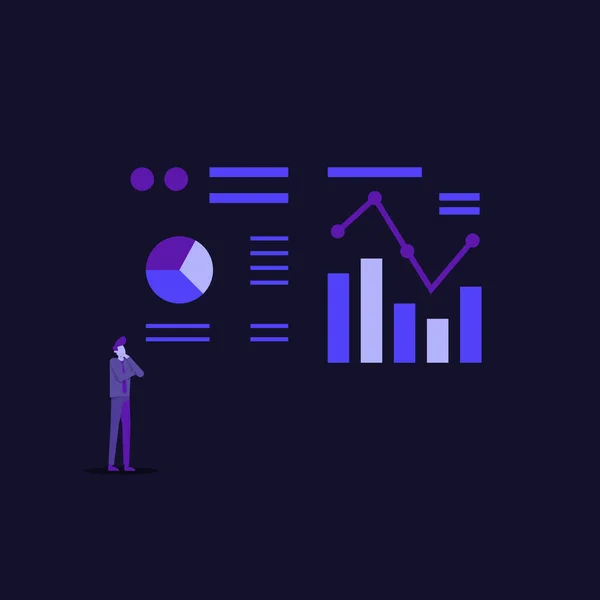 Estatística Gráficos Análise Monitoramento Tela Computador Gráficos Tendência Analítica Infográfico — Vetor de Stock