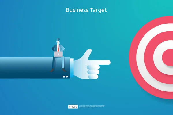 pointing the marketing business target concept for planning and management finance. strategy achievement to reach the success goal. Flat design style illustration vector with businessman character