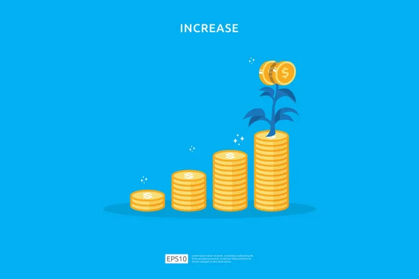 Växt Pengar Mynt Träd Tillväxt Illustration För Investering Koncept Inkomst — Stock vektor