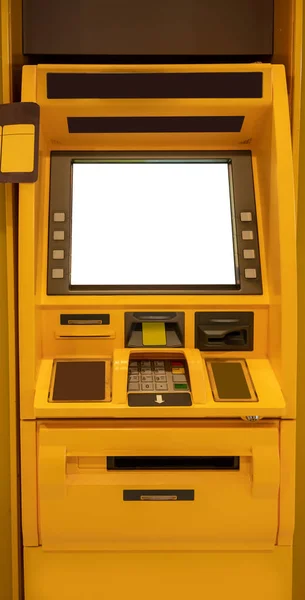 Máquinas Atm Amarelas Máquinas Automáticas Estação Vista Frontal — Fotografia de Stock