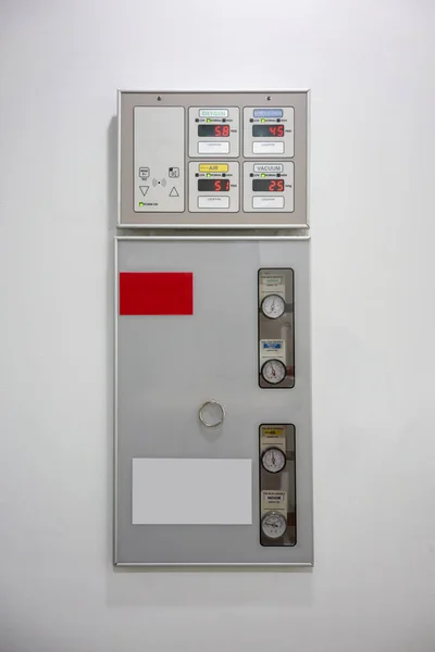 Medical Gas Shut Valves Installed White Wall Alarm System — Stock Photo, Image