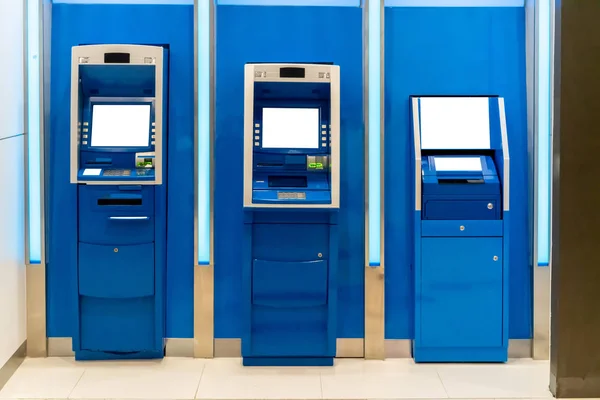 Kék Atm Gép Állomás Automaták — Stock Fotó