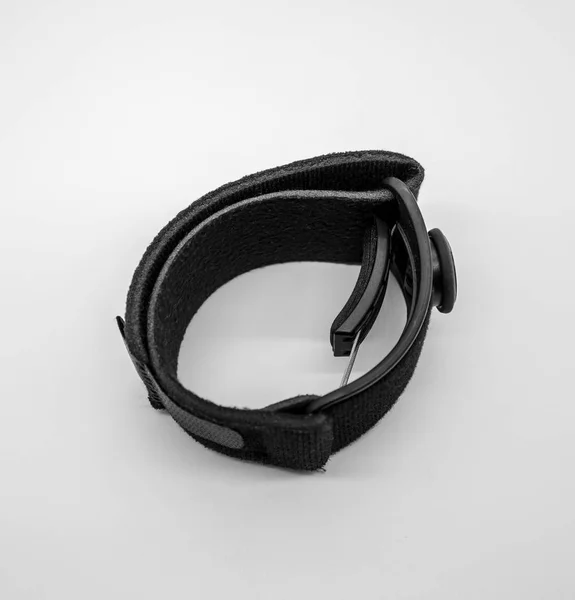 Zwarte Elleboog Brace Met Verstelbare Knoop Pijn Geïsoleerd Een Witte — Stockfoto