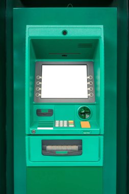 Yeşil Atm makine. Station otomatik makineleri. Önden görünüm