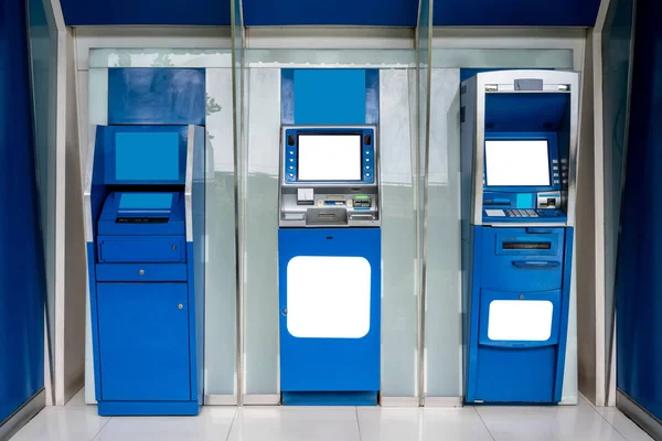 Máquina Multibanco Azul Estação Máquinas Automáticas — Fotografia de Stock