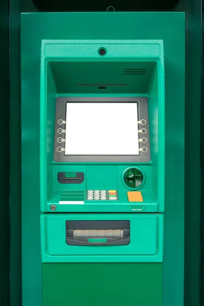 Bancomat Verde Stazione Macchine Automatiche Vista Frontale — Foto Stock