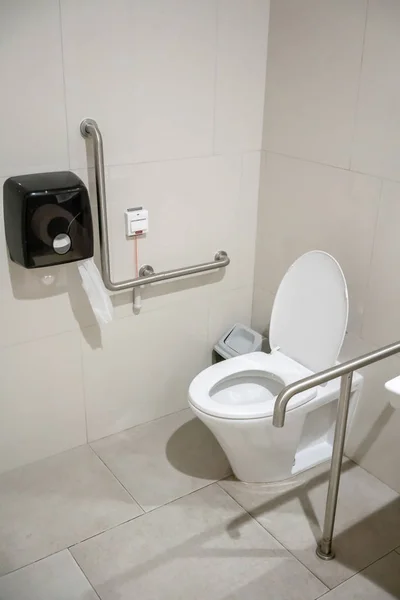 Interieur Van Toilet Voor Senior Ouderen Met Toilet Toiletpot Leuning — Stockfoto