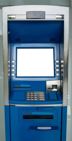 Blue ATM machine. The station automatic machines. Perspective view