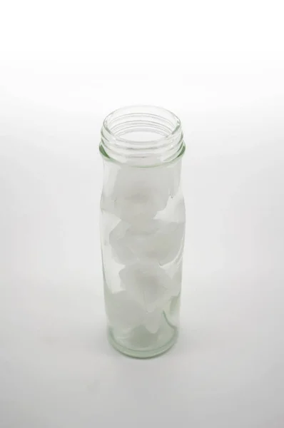 Cube Ice Cylinder Glass Bottle Isolated White Background — Stock Photo, Image