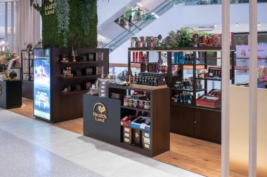 Healthland, Orta Dünya, Bangkok, Tayland, 19 Ekim 2018: uzantısı iş Tayland iyi bilinen Spa. Doğal spa ve aromaterapi mağaza açılır görüntülemek.