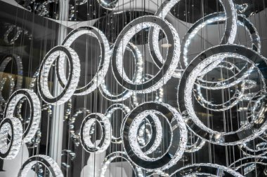 Kristal yüzük Led avize kolye iç dekorasyon için tavandan asılı ışık.